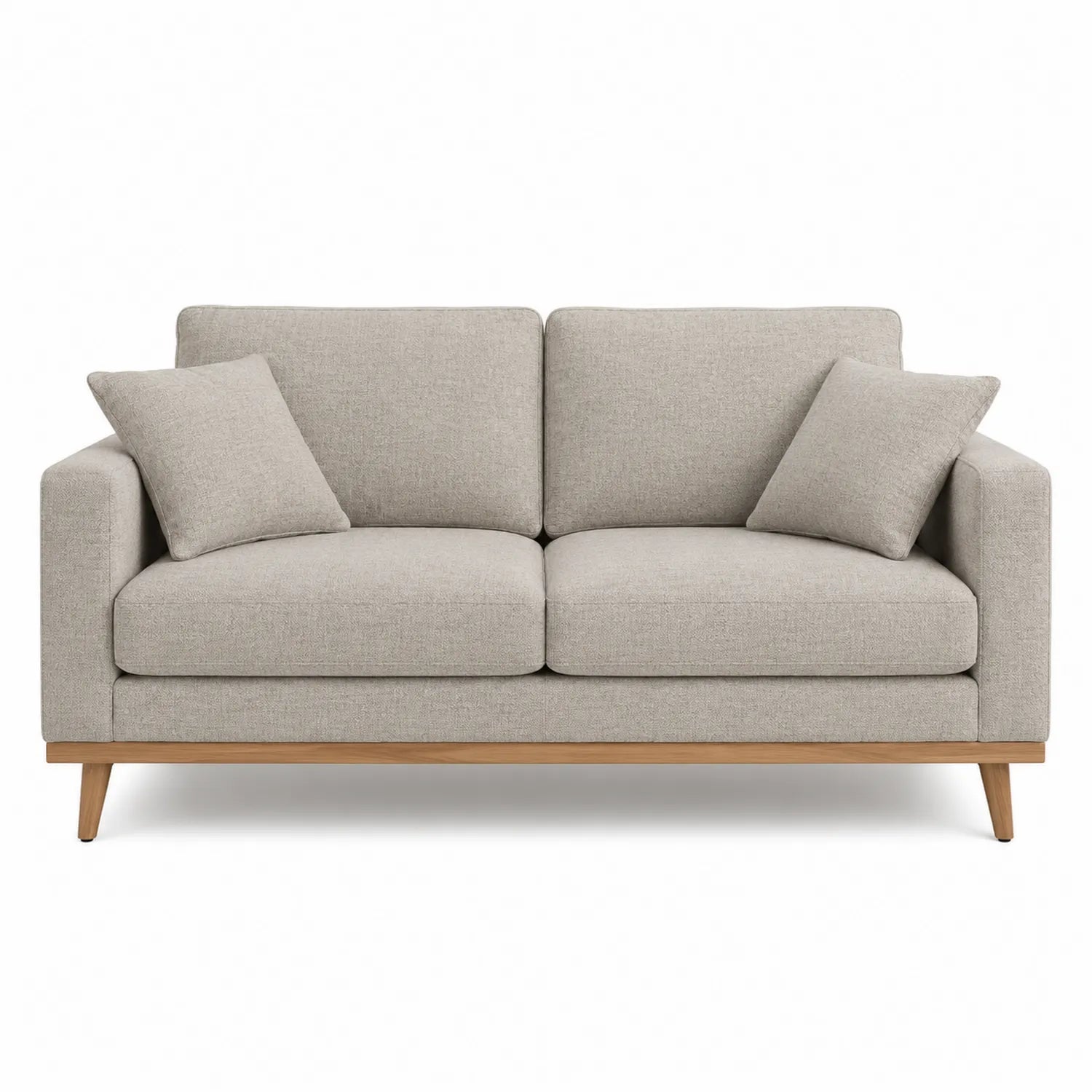 2-Sitzer Sofa Stoff Beige mit Holzrahmen