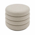 Runder Hocker Stoff Beige Ø48 cm Höhe 45 cm