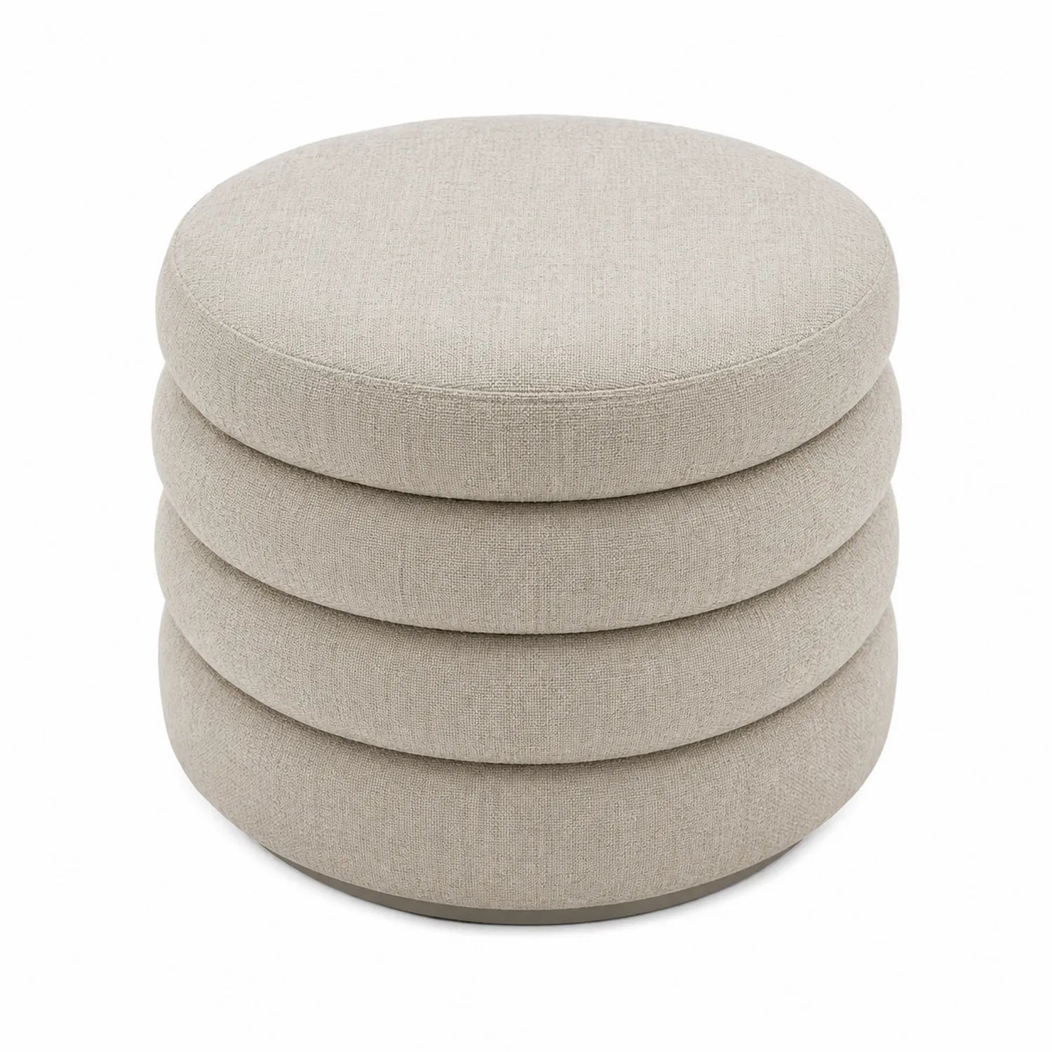 Runder Hocker Stoff Beige Ø48 cm Höhe 45 cm