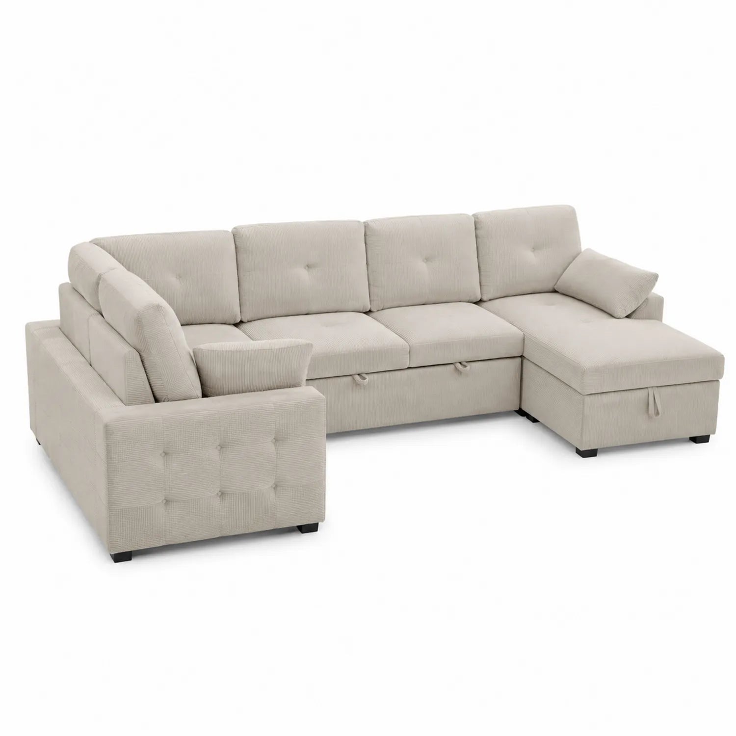 Ecksitzsofa Stoff Beige 300 x 200 x 90 cm