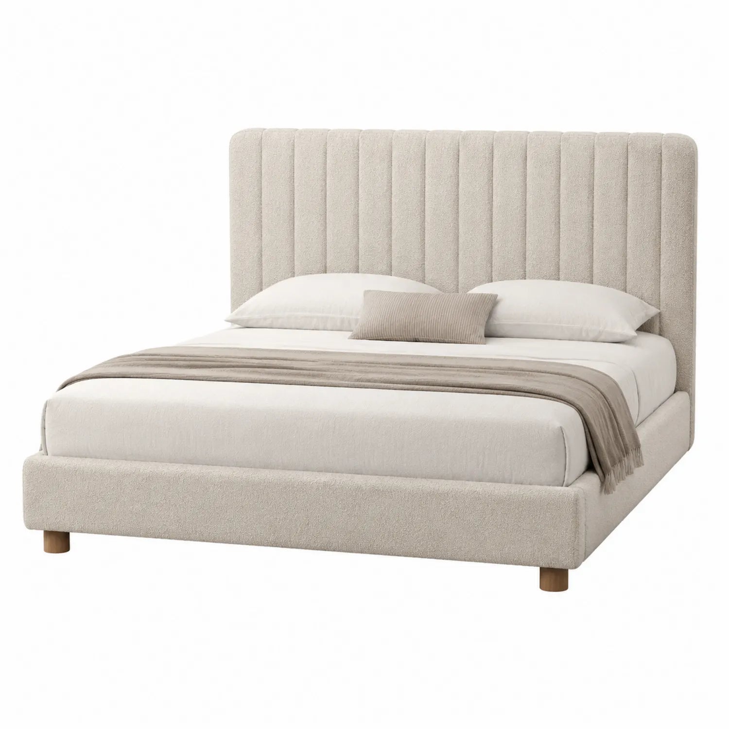 King-Size Bett Stoff Beige 200x180 cm