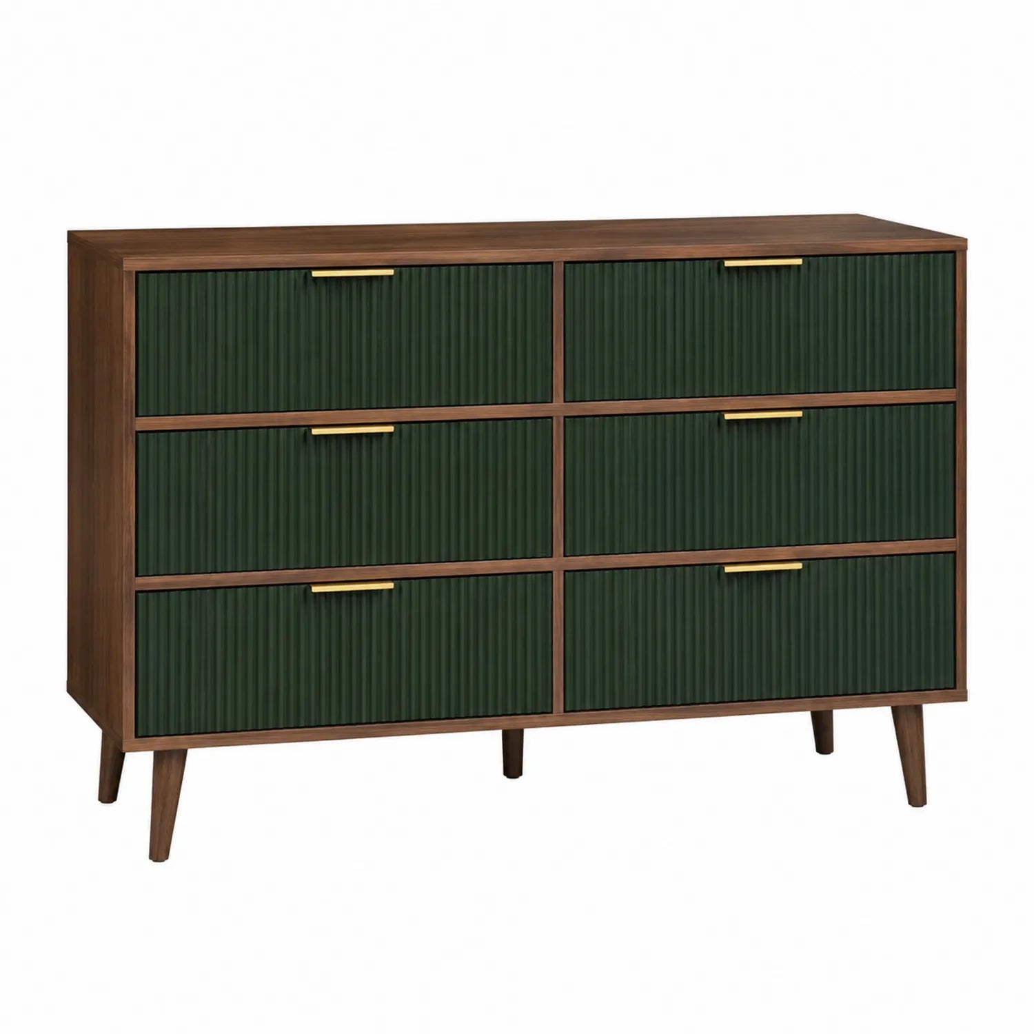Kommode mit 6 Schubladen MDF-Holz Dunkelgrün