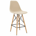 Barhocker Kunststoff Beige mit Holzbeinen