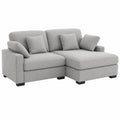 Ecksofa Stoff Hellgrau mit Kissen