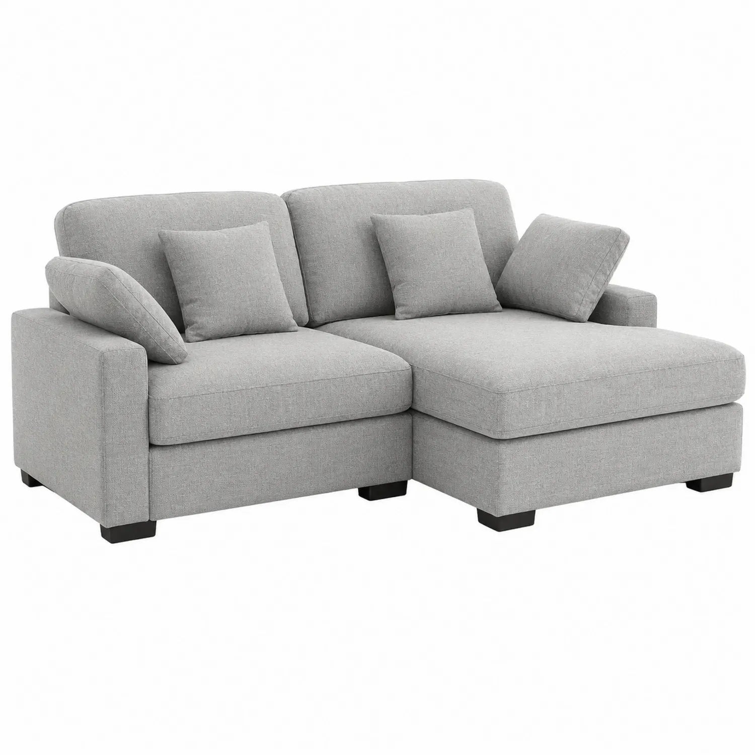 Ecksofa Stoff Hellgrau mit Kissen