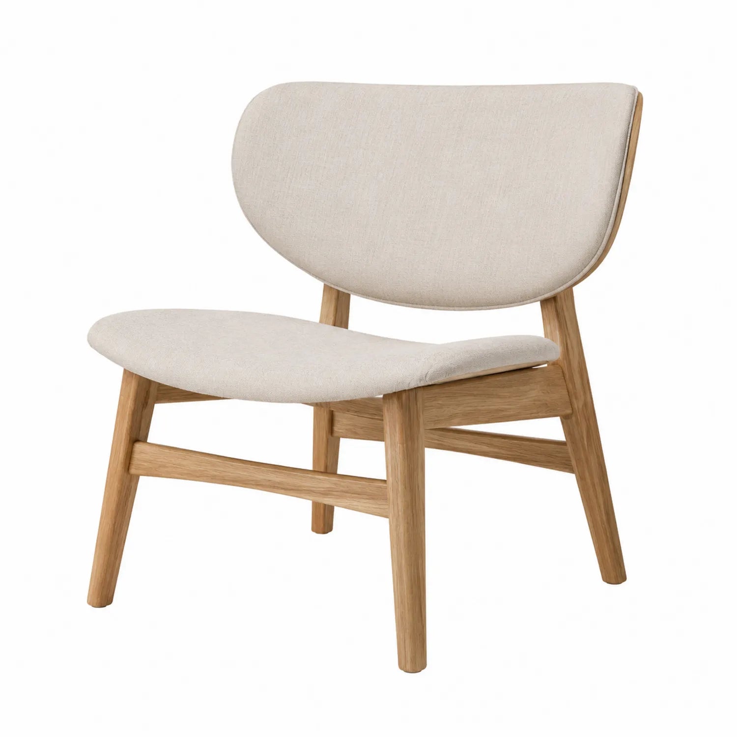 Stuhl aus Eichenholz und Leinen Beige