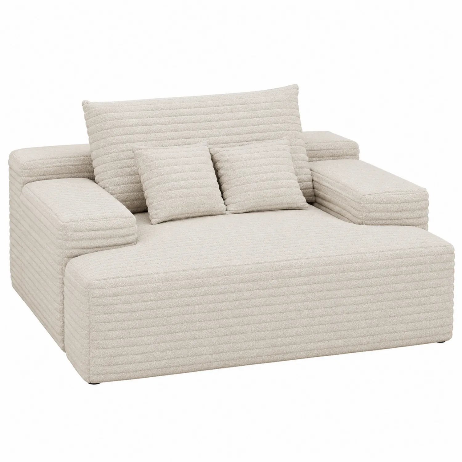 2-Sitzer Sofa Stoff Beige mit Kissen