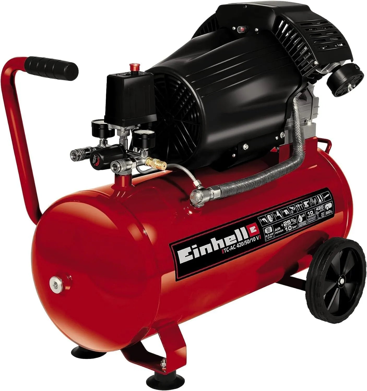 Einhell Druckluftkompressor, 10 V, für Werkstatt, Garage und Druckluftarbeiten