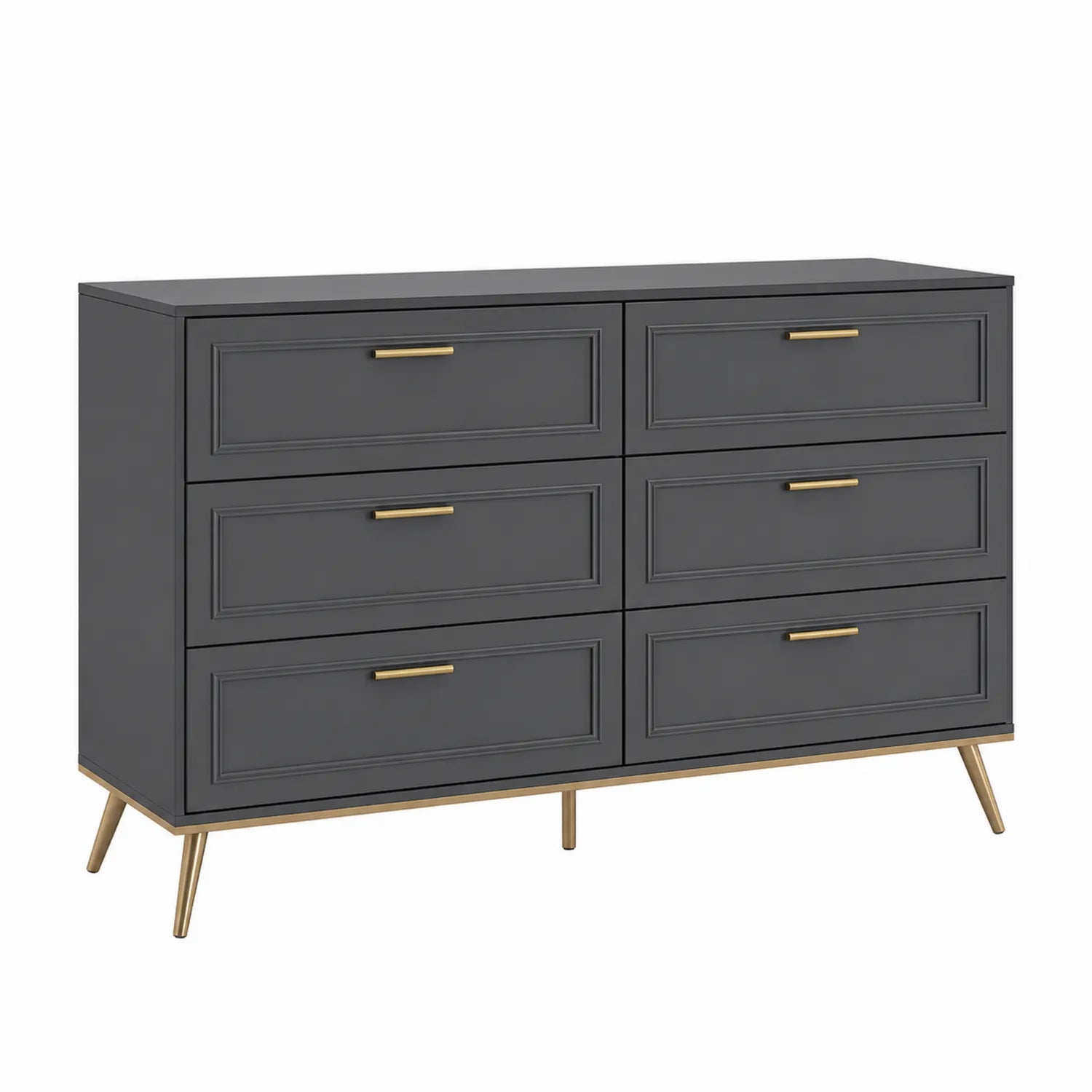 Kommode mit 6 Schubladen aus Holz Anthrazit 120cm