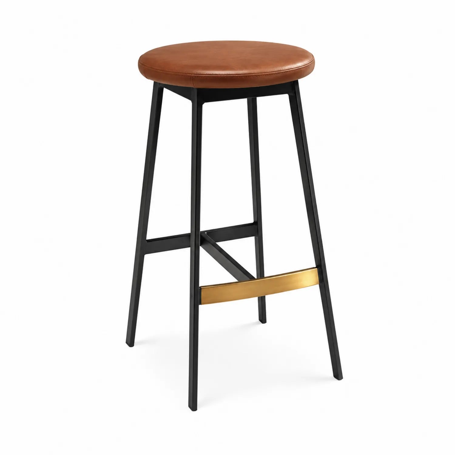 Barhocker mit Kunstleder Sitzfläche Braun und Metallrahmen Schwarz