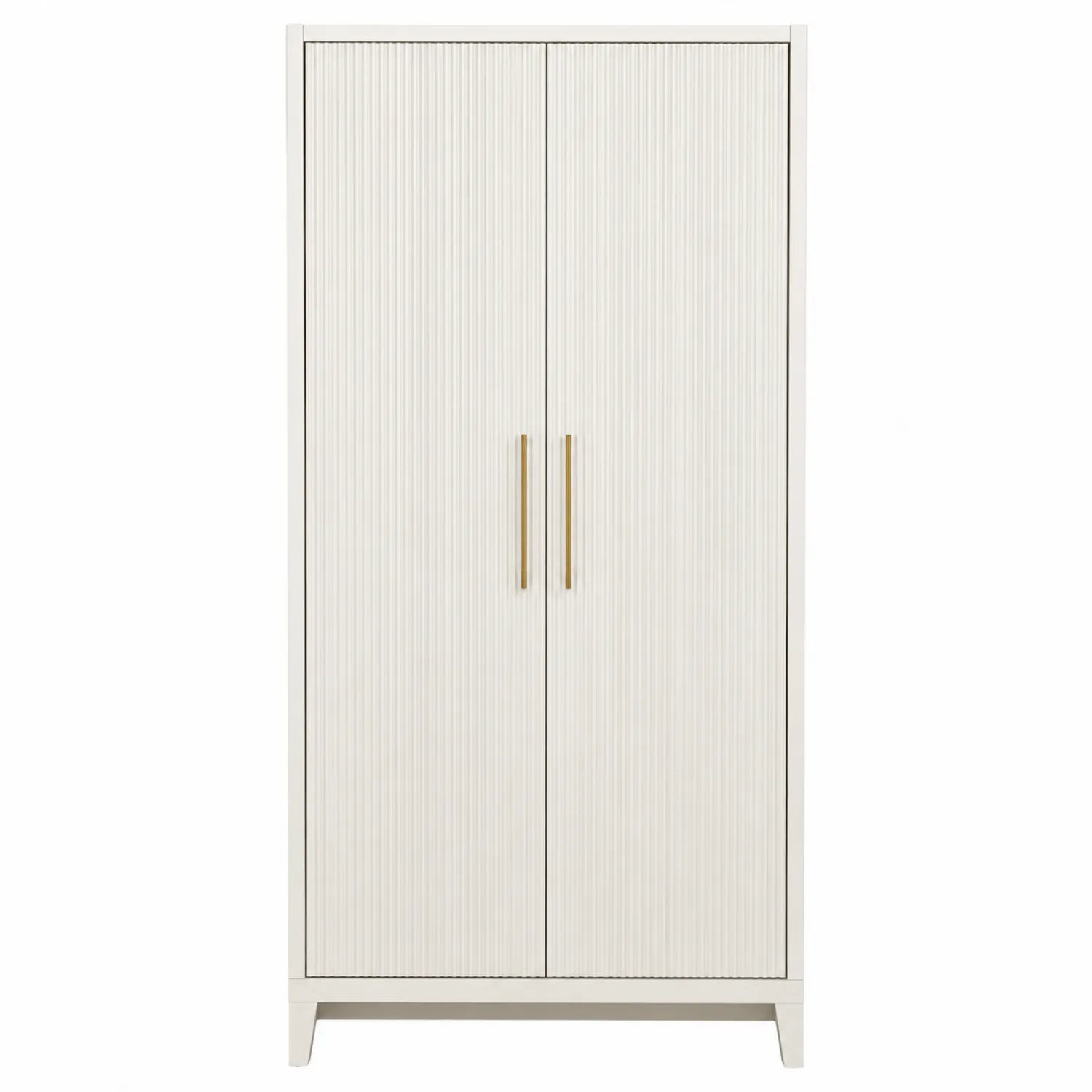 Kleiderschrank Holz Weiß mit Metallgriffen 180cm x 90cm x 50cm