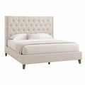 Polsterbett aus Leinen Beige 200x140 cm