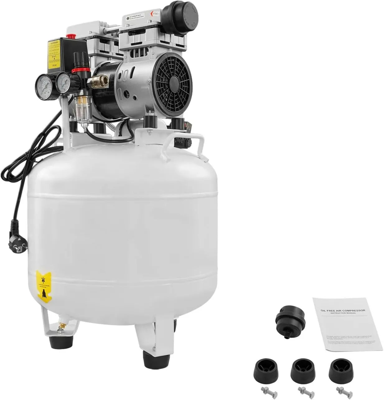 Druckluftkompressor, 40 L, 750 W, 8 Bar, 165 L, ölfrei, geräuscharm, für Werkstatt, Garage und Druckluftarbeiten