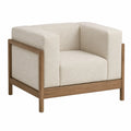 Polstersessel Stoff Beige Massivholzrahmen
