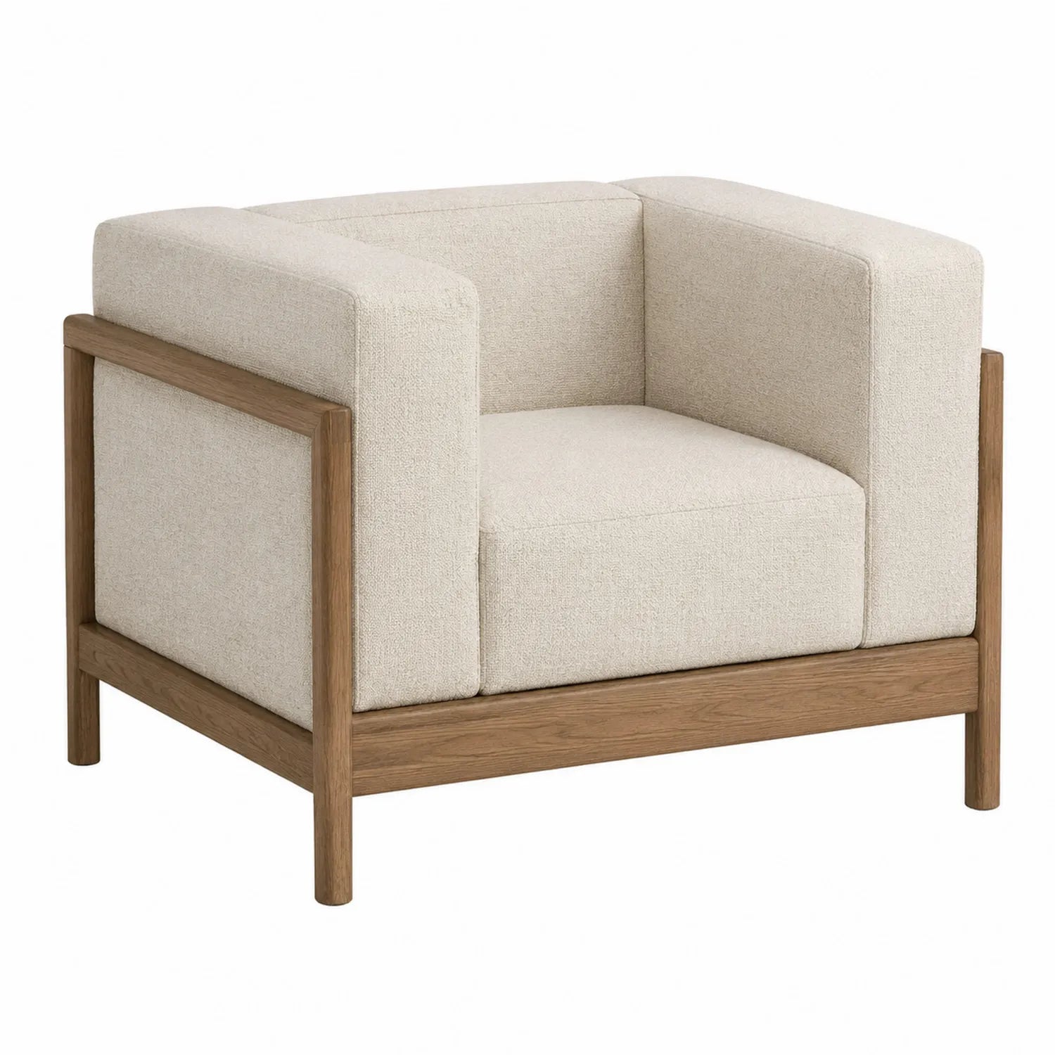 Polstersessel Stoff Beige Massivholzrahmen