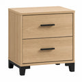 Nachttisch mit 2 Schubladen Eiche MDF Metallgriffe