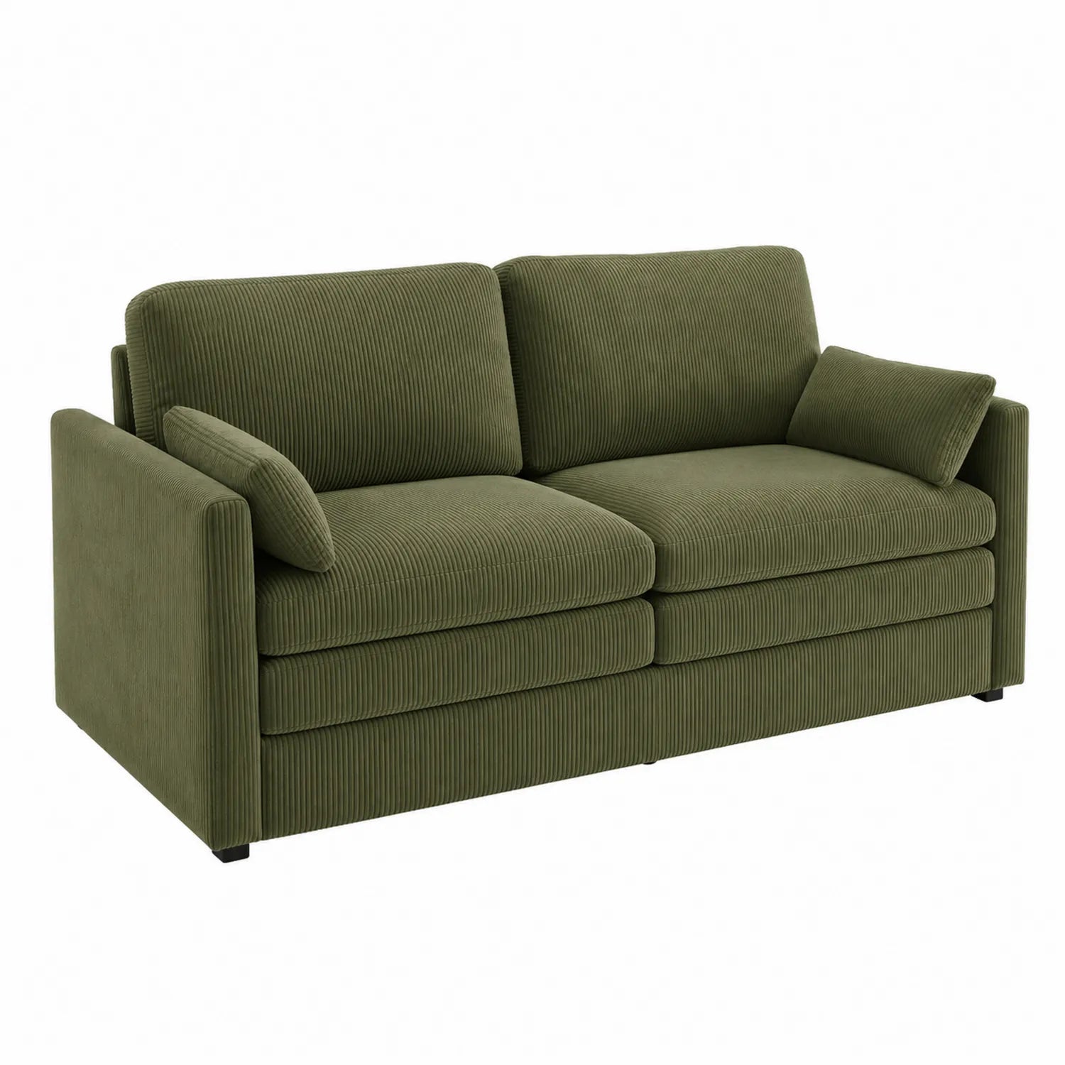 Zweisitzer-Sofa aus Kordgewebe in Olivgrün