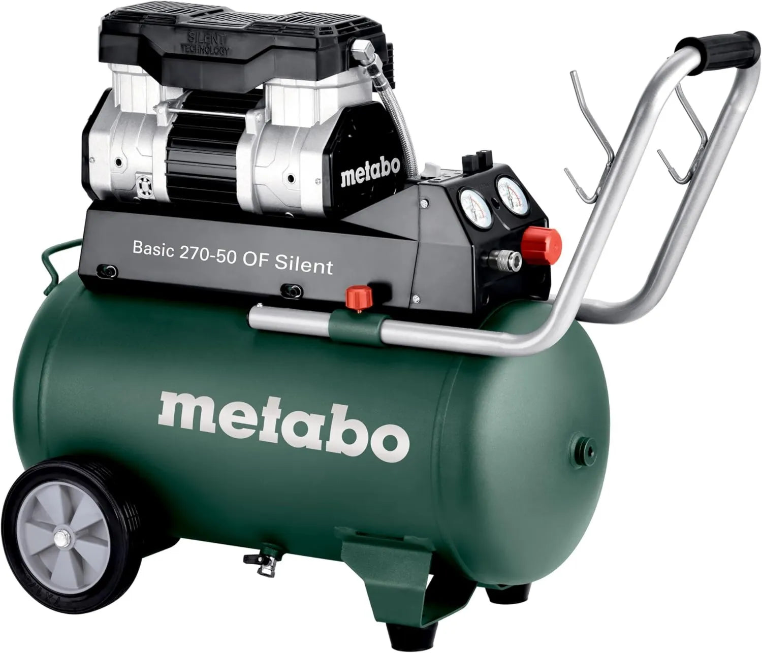 Metabo Druckluftkompressor – 50 L, 10 bar, ölfrei, geräuscharm, für Werkstatt, Garage und Druckluftarbeiten