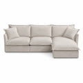 Ecksofa Stoff Beige mit Ottomane 240x150 cm