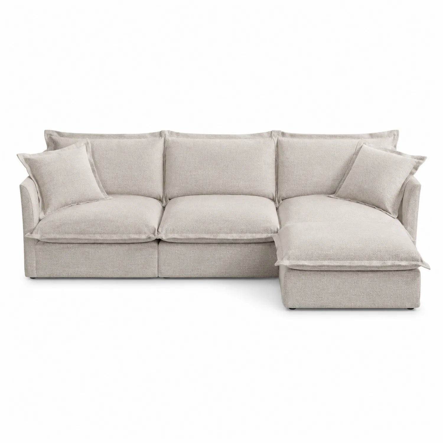 Ecksofa Stoff Beige mit Ottomane 240x150 cm