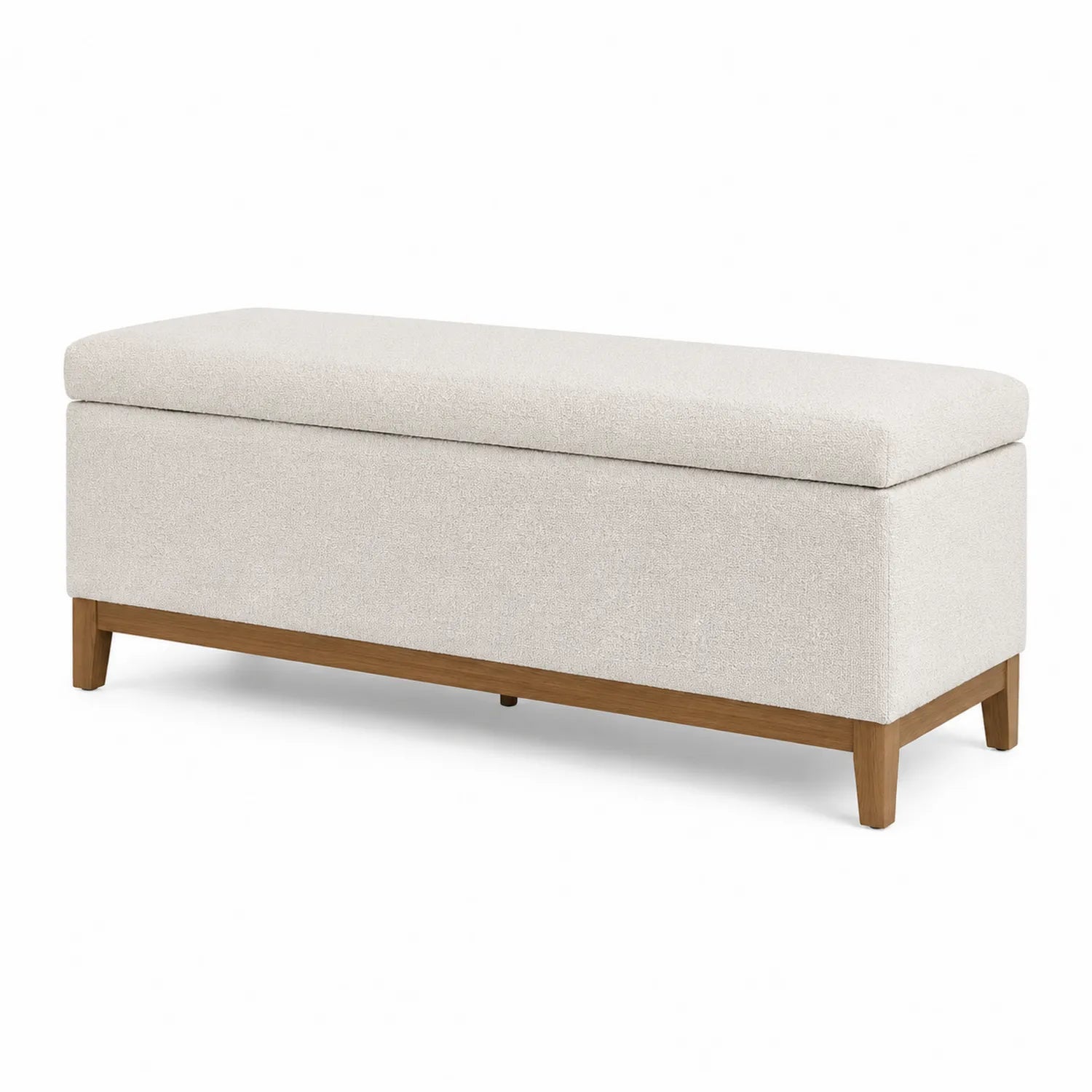 Polsterbank Stoff mit Holzrahmen Beige 120x40x45cm