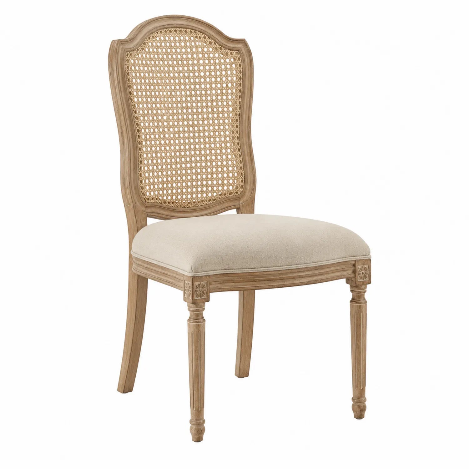 Esszimmerstuhl aus Eiche und Rattan Beige 45x50x90 cm