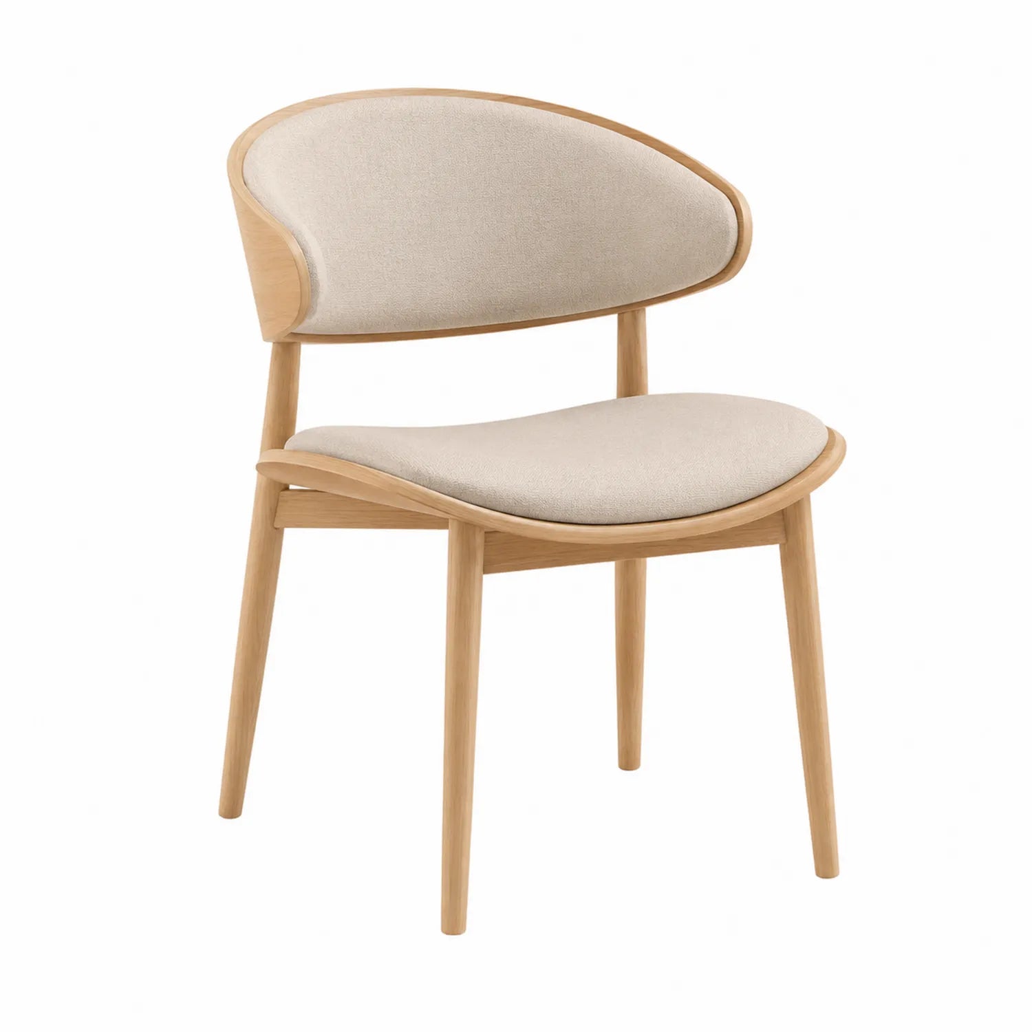 Esszimmerstuhl Massivholz Leinen Beige