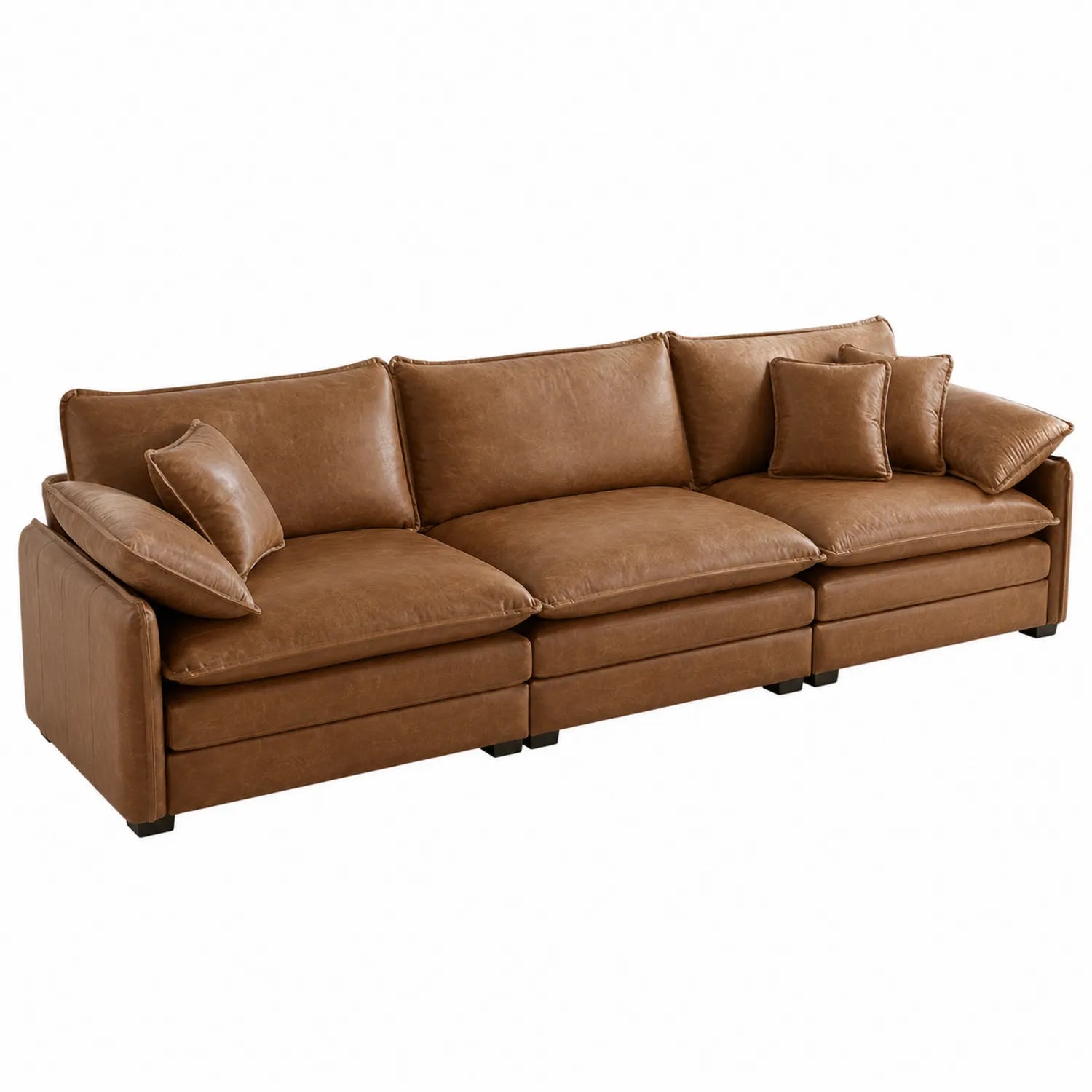 Modulares Dreisitzer-Sofa Echtleder Braun