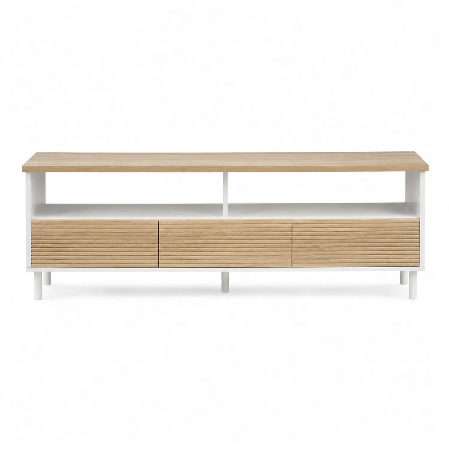 MDF TV-Schrank mit Eichenfurnier in Weiß und Eiche 150x40x50cm