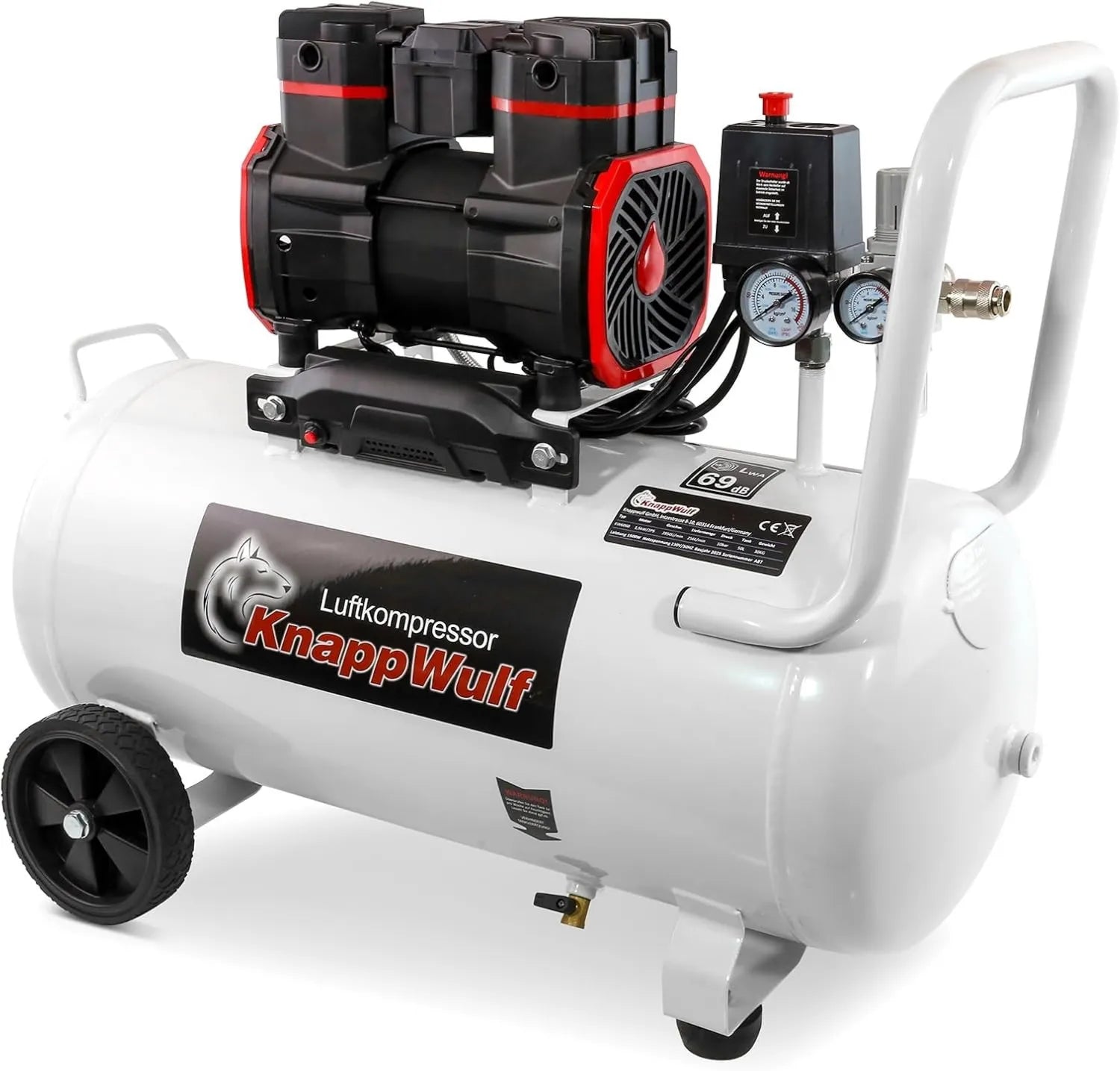 KW6060 Druckluftkompressor, 10 Bar, 50 L, 1500 W, 256 L, 230 V, bürstenloser Motor, geräuscharm, für Werkstatt, Garage und Druckluftarbeiten