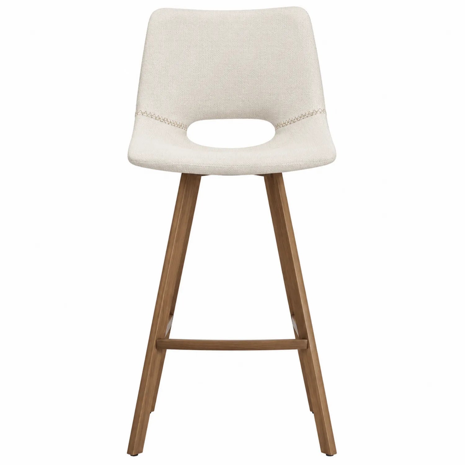 Barhocker mit Beige Polyesterbezug und Holzgestell