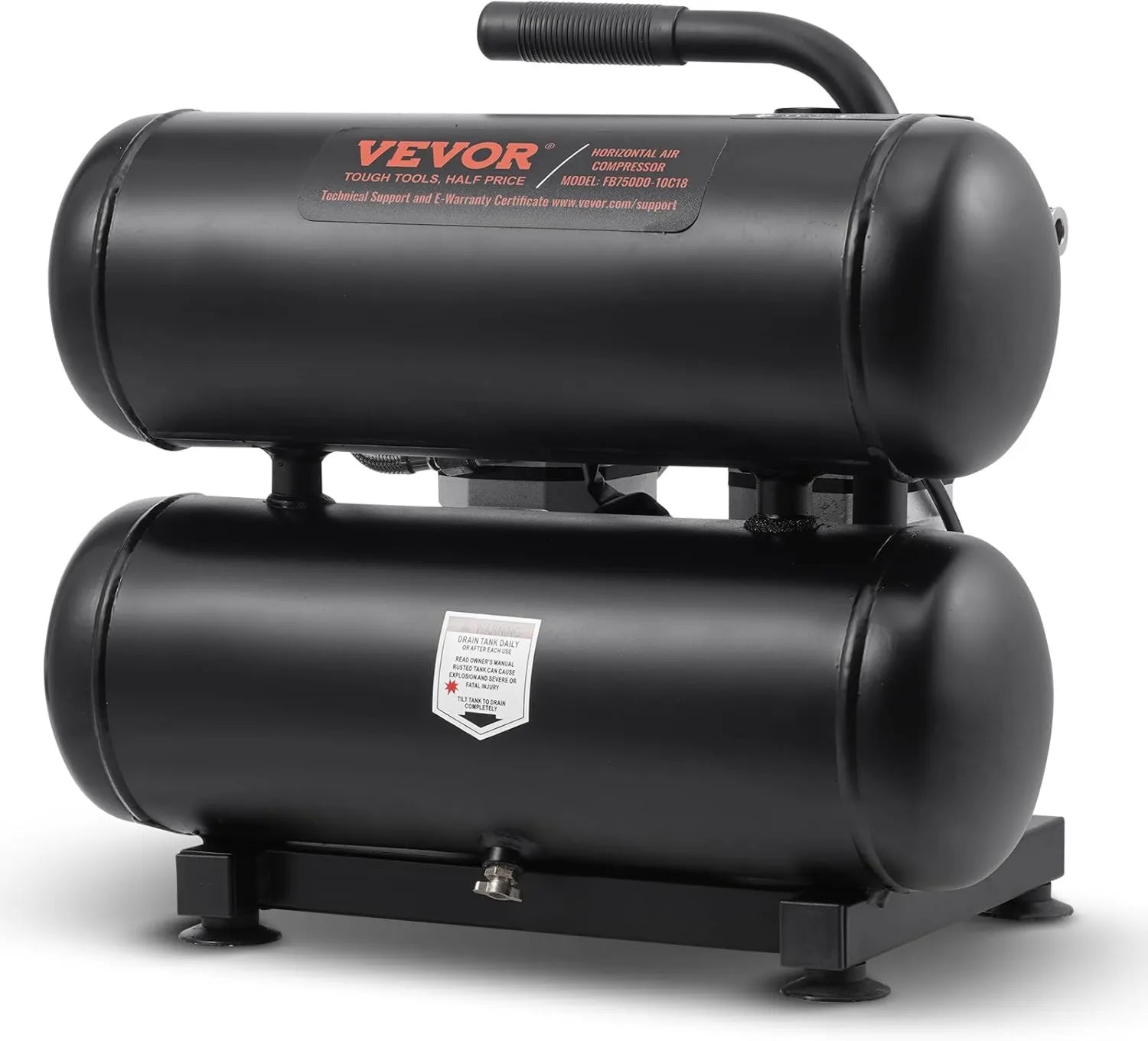 VEVOR Druckluftkompressor – 18 L, 650 W, ölfrei, geräuscharm, für Werkstatt, Garage und Druckluftarbeiten