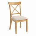 Esszimmerstuhl aus Eichenholz mit Leinenbezug, Beige