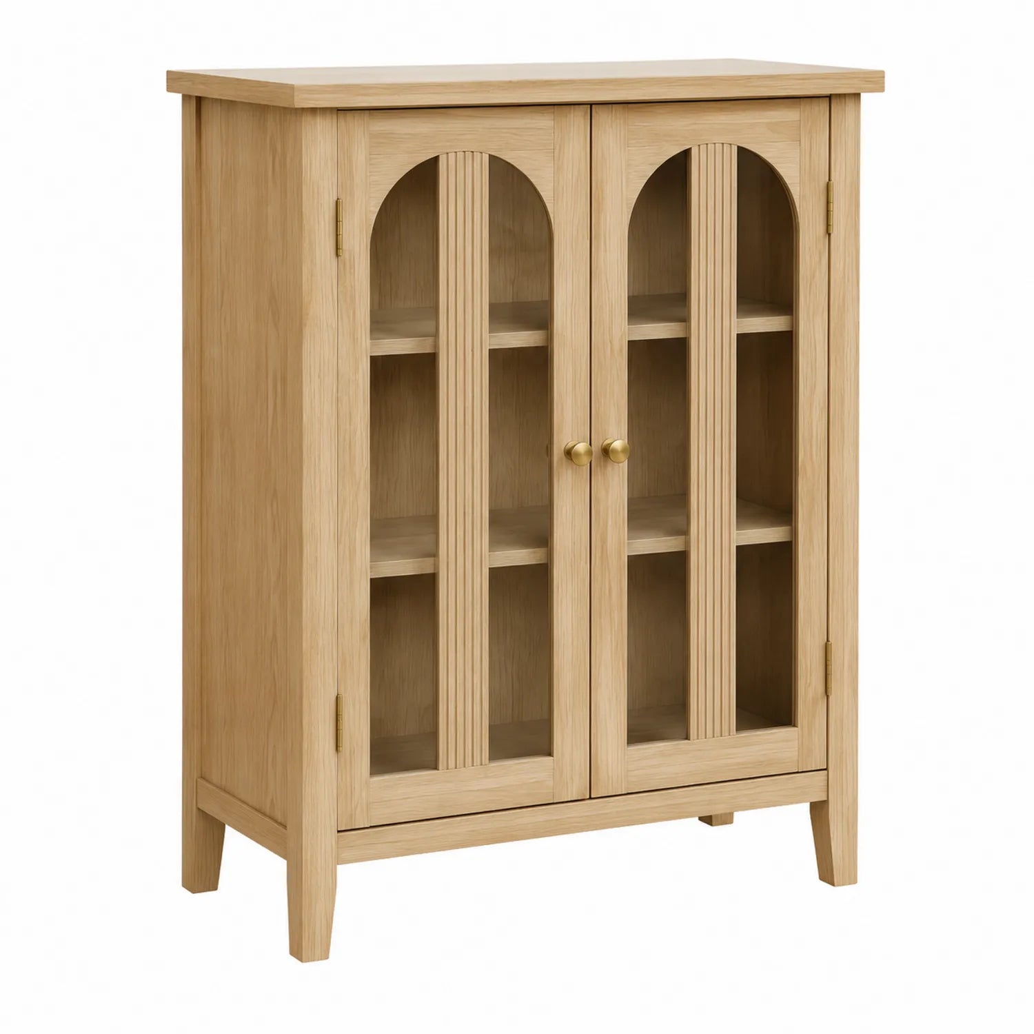 Eichenholz Schrank mit Glastüren, hellbraun, 80x120x30cm