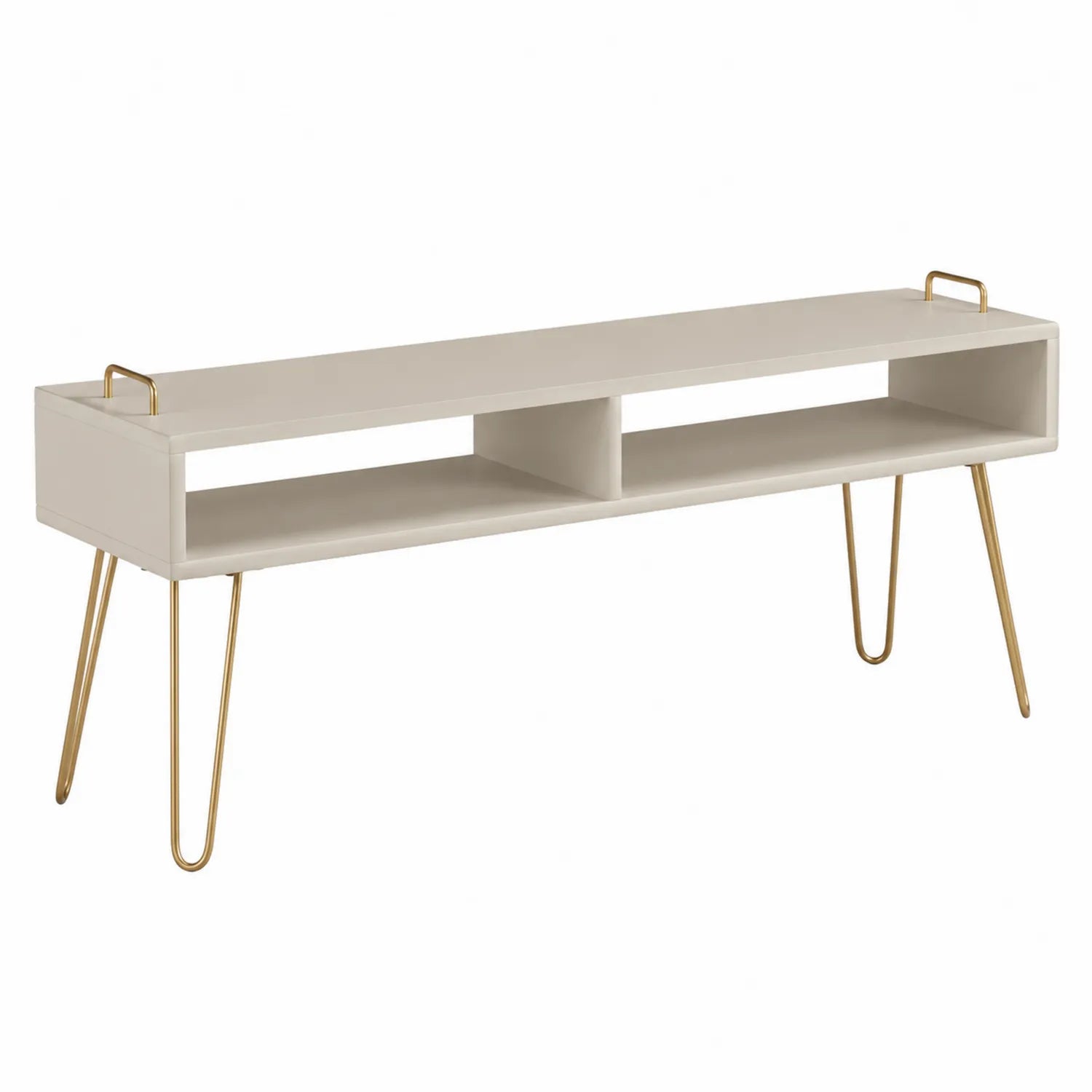 TV-Tisch MDF Beige mit Metallbeinen