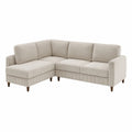 Ecksofa aus Stoff Beige mit Holzbeinen 250x150 cm