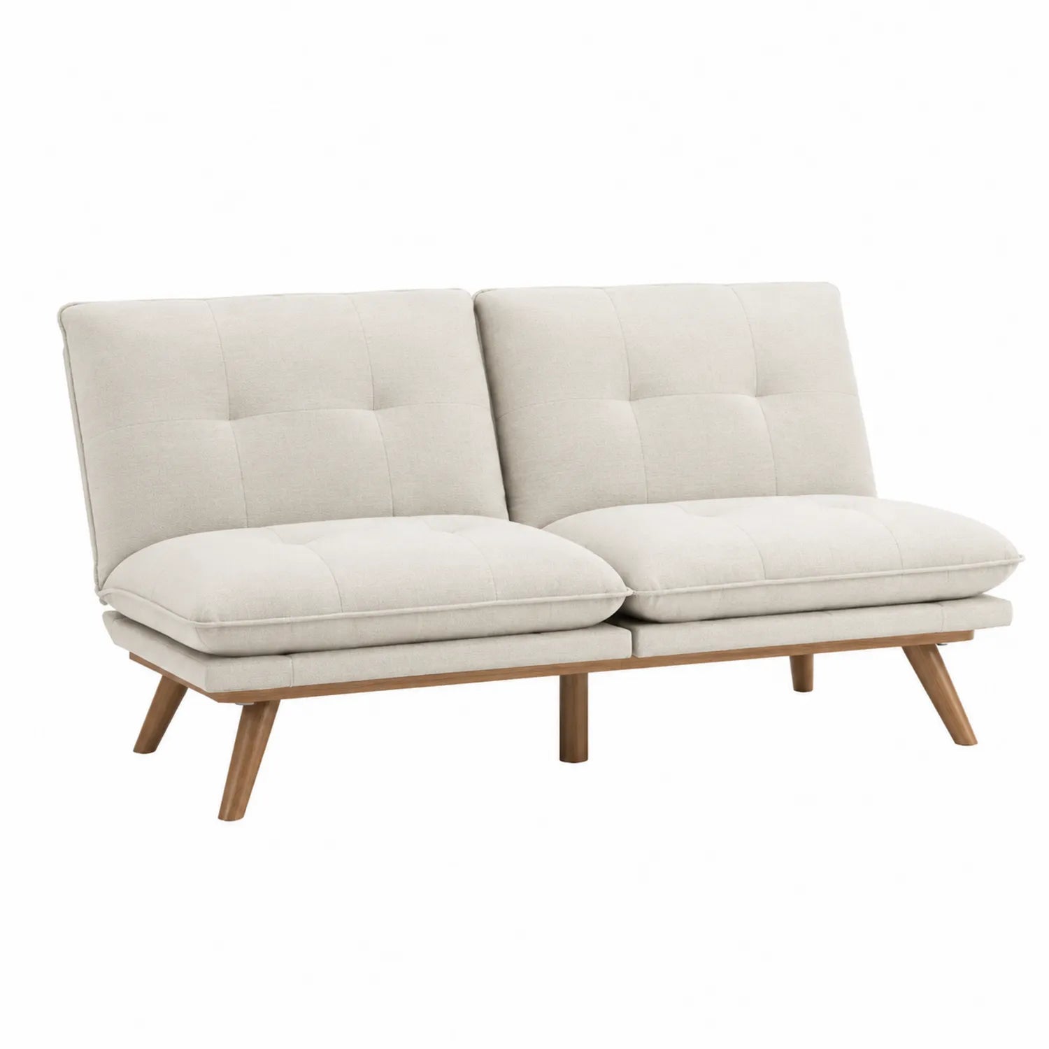 2-Sitzer Sofa Leinenmischgewebe Beige Holzbeine