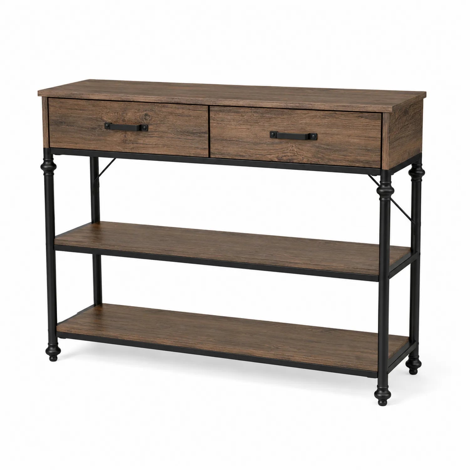 Konsolentisch MDF-Holzfurnier Metall Braun 120x35x80cm