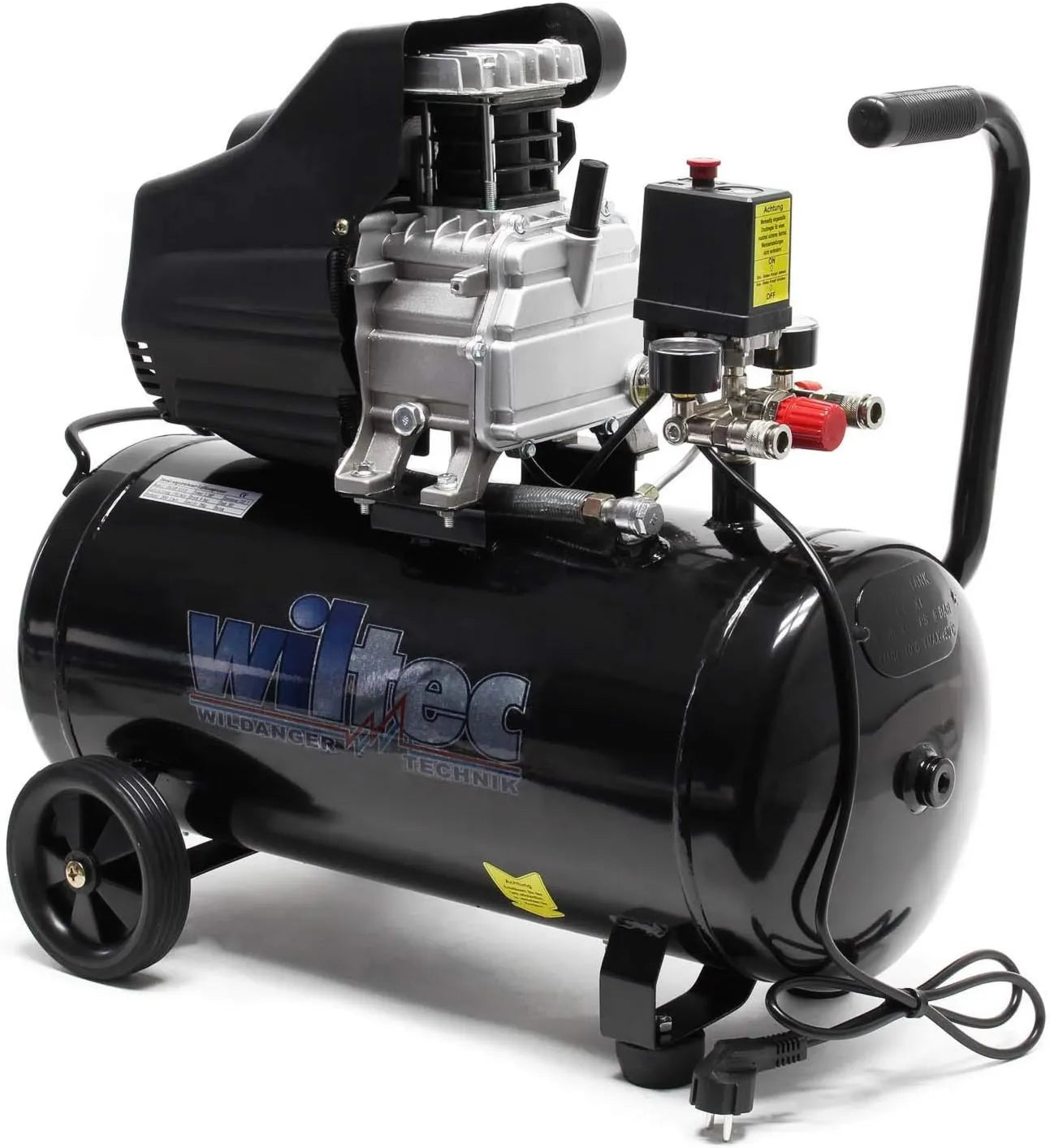 Druckluftkompressor, 50 L, 1500 W, 2 PS, 212 l, für Werkstatt, Garage und Druckluftarbeiten