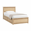 Holzbett mit Rattan und Stauraum 200x90 cm Natur