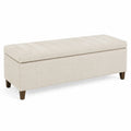 Rechteckiger Aufbewahrungs-Fußhocker Stoff Beige 120 cm