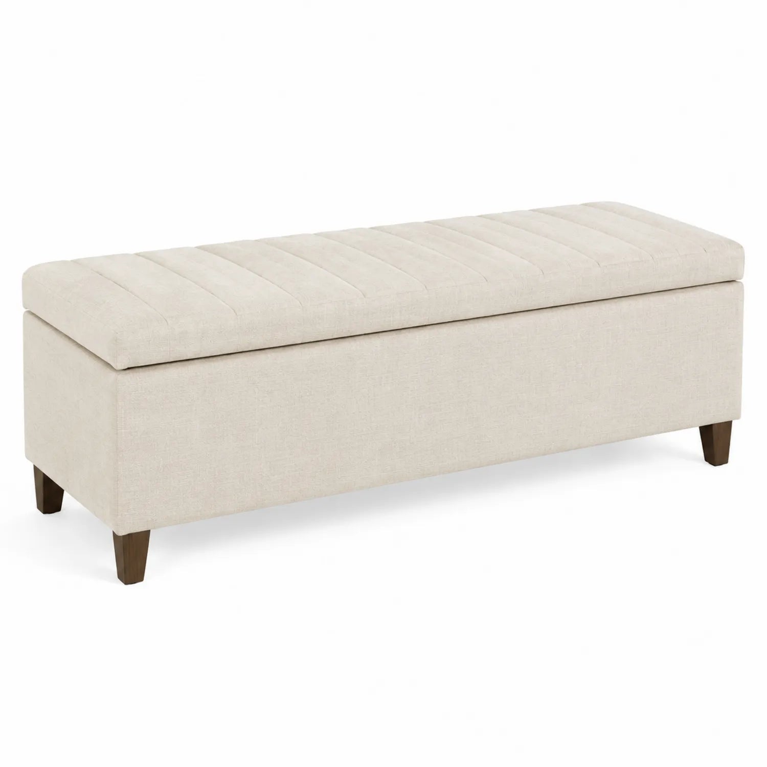 Rechteckiger Aufbewahrungs-Fußhocker Stoff Beige 120 cm
