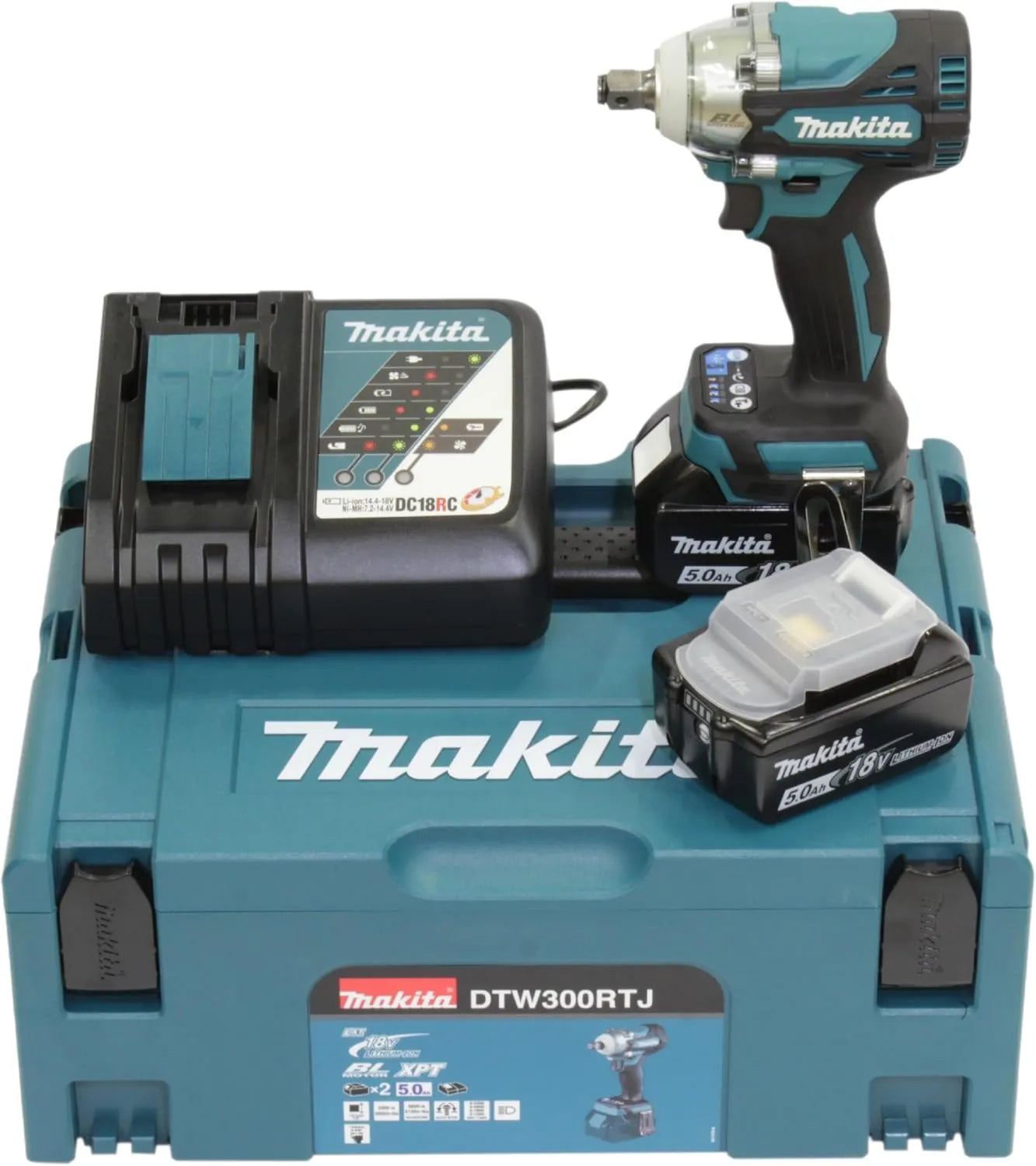 Makita DTW300RTJ Schlagschrauber – 18 V, 5,0 Ah, Akku-Betrieb, für Radwechsel und Werkstattarbeiten