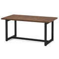 Rechteckiger Esstisch aus Massivholz und Stahl 180x90 cm Braun/Schwarz