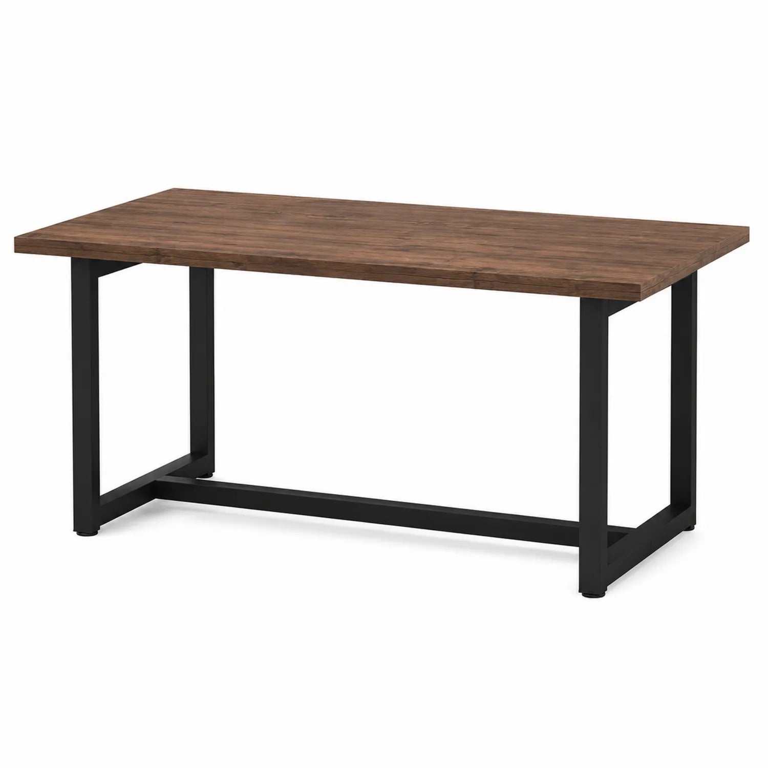 Rechteckiger Esstisch aus Massivholz und Stahl 180x90 cm Braun/Schwarz
