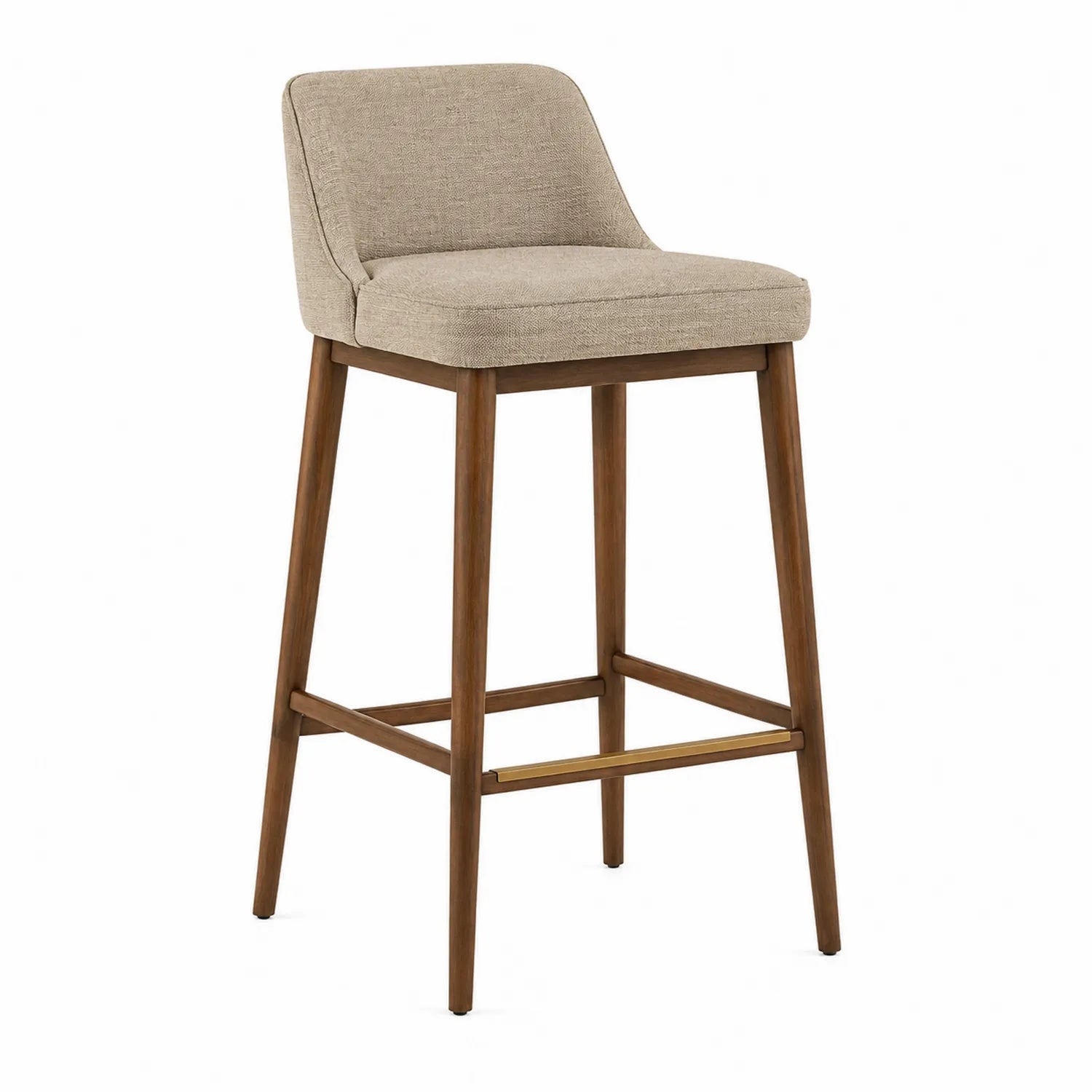 Barhocker mit Holzgestell und Stoffbezug, Beige, 105 cm
