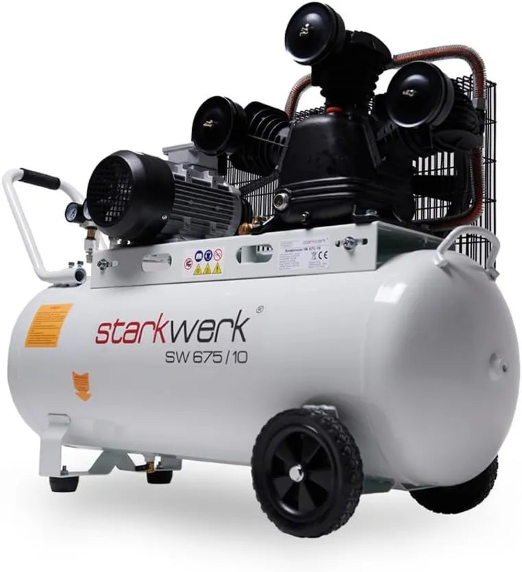 Starkwerk Druckluftkompressor – 3000 Watt, 4 PS, 100 L, 400 Volt, für Werkstatt, Garage und Druckluftarbeiten