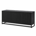 Schwarzes MDF-TV-Möbel mit Metallrahmen und gerillter Front 180x45x75cm