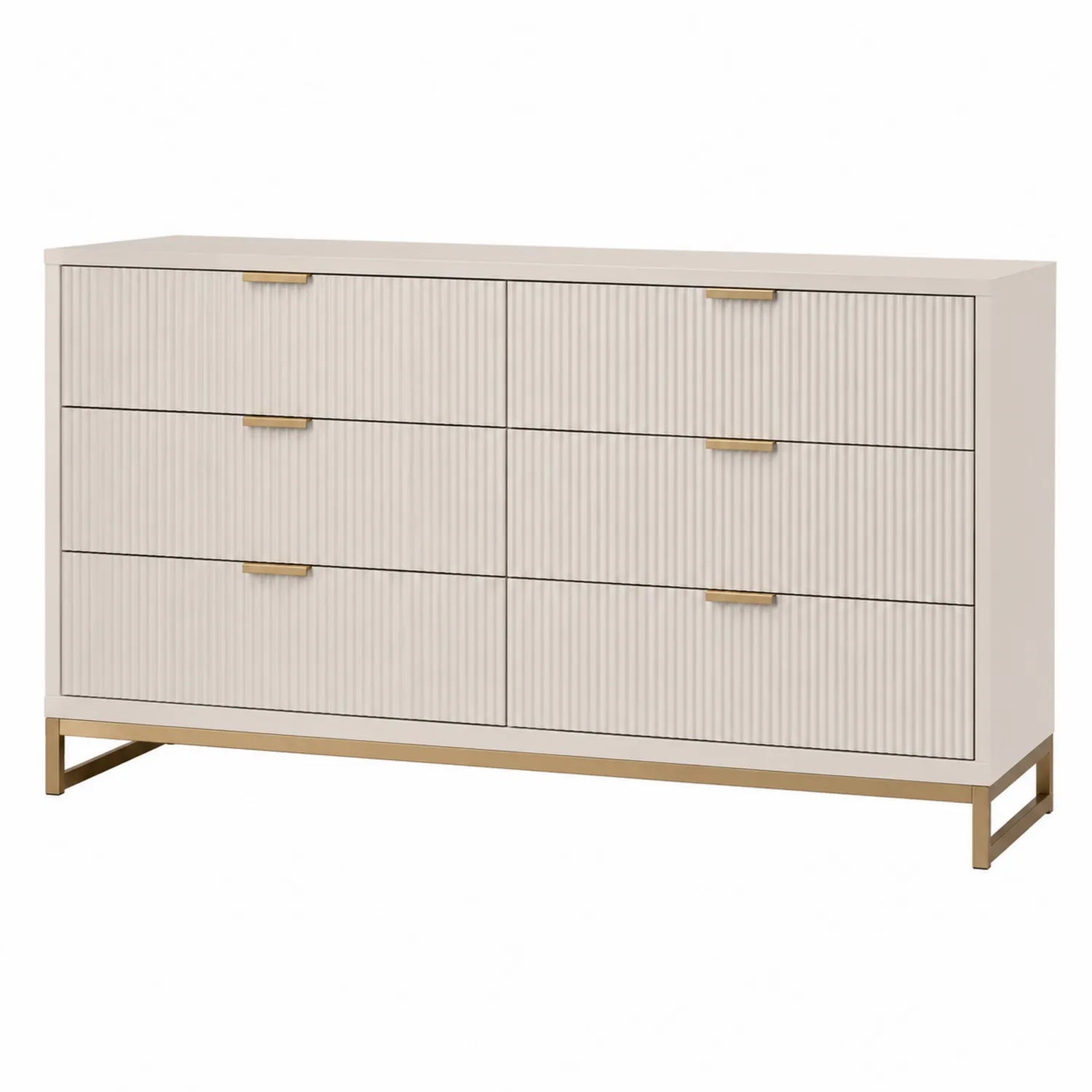 Kommode aus Holzwerkstoff mit Metallgriffen Beige 120x80x40 cm