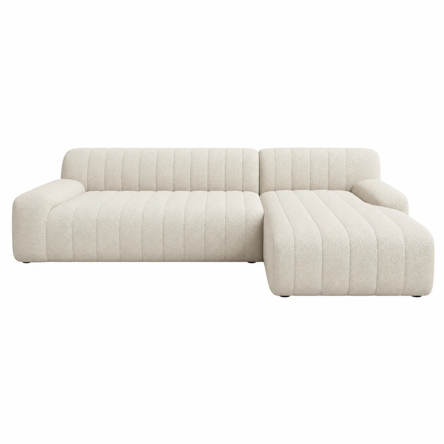 Ecksofa aus Bouclé Stoff Beige 270x160x70 cm